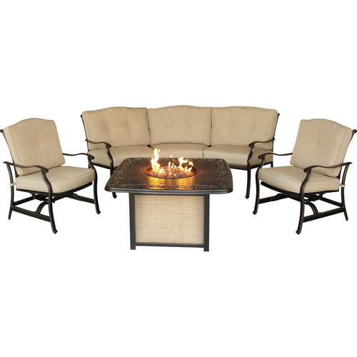 Hanover Traditions 4-Piece Chat Set with a Cast-Top Fire Pit - TRADITIONS4PCFP