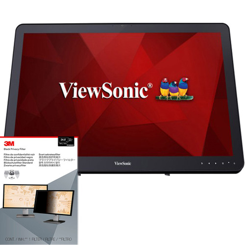 ViewSonic 24` 1920x1080 10Pt Touch (TD2430) with 3MPF240W1B Privacy Filter Kit