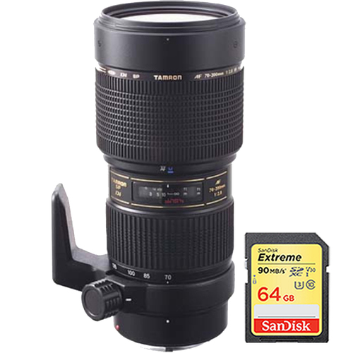 Tamron SP AF70-200mm F/2.8 Di LD [IF] Macro for Nikon USA Warranty w/ 64GB Memory Card