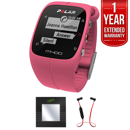 Polar M400 GPS Smart Sports Watch Pink + Bluetooth Scale & Headphone Bundle
