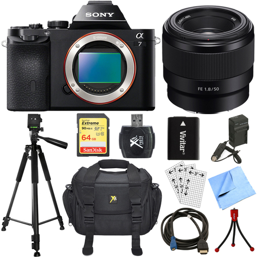 Sony a7 Full-Frame Interchangeable Lens Digital Camera w/ 50mm Lens Accessory Bundle