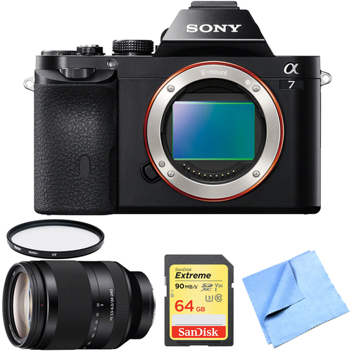 Sony a7 Full-Frame Interchangeable Lens Digital Camera 24-240mm Zoom Lens Bundle