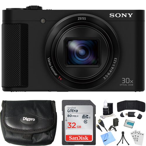 Sony Cyber-shot HX80 Compact Digital Camera (Black) 32GB Memory Card Bundle