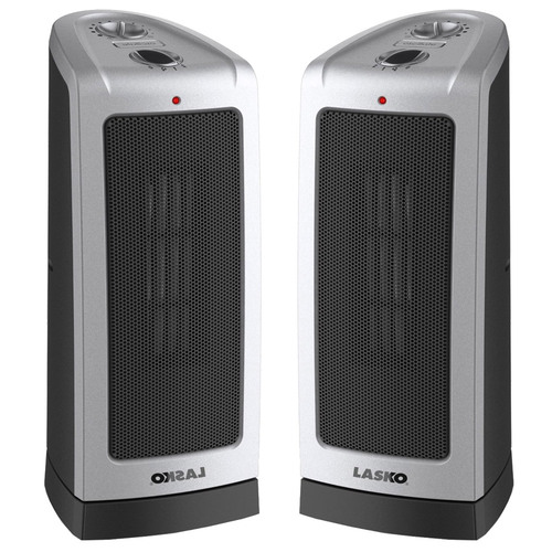 Lasko 2-Pack 5307 Oscillating 16` Ceramic Tower Heater w/ Adjustable Thermostat