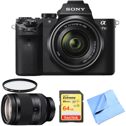 Sony Alpha 7II Mirrorless Interchangeable Lens Camera 24-240mm Zoom Lens Bundle