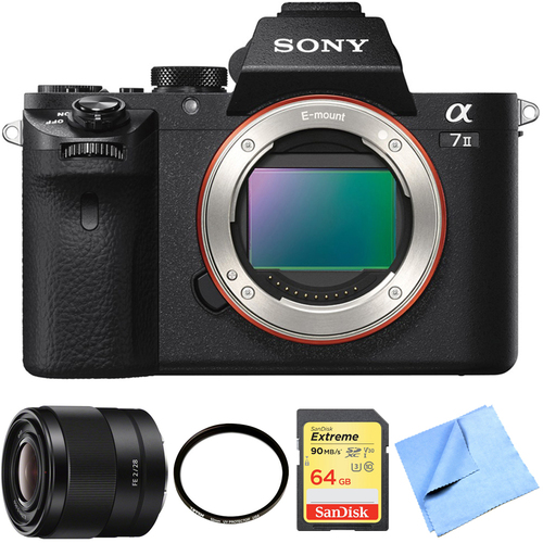Sony Alpha 7II Mirrorless Interchangeable Lens Camera Body 28mm Prime Lens Bundle