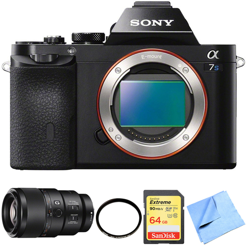 Sony ILCE-7S/B a7S Full Frame Mirrorless Camera 90mm Macro Lens Bundle