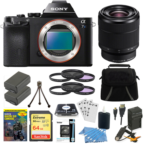 Sony ILCE-7S/B a7S Full Frame Mirrorless Camera 28-70mm Lens Bundle