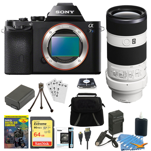 Sony ILCE-7S/B a7S Full Frame Camera + SEL 70-200mm F4 G OIS Lens Accessory Bundle