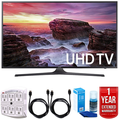 Samsung UN40MU6290 6-Series 39.9` LED 4K UHD Smart TV w/ 1 Year Extended Warranty Bundle