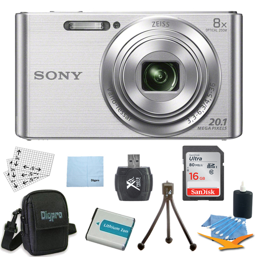 Sony DSC-W830 Cyber-shot Silver Digital Camera Bundle