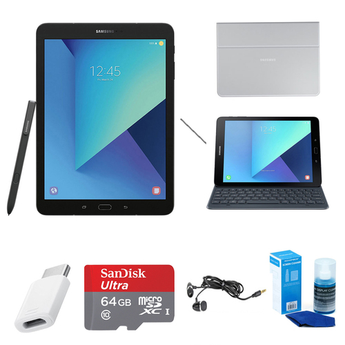 Samsung Galaxy Tab S3 9.7 Inch Tablet w/ S Pen - Black - Keyboad Cover Accessory Bundle