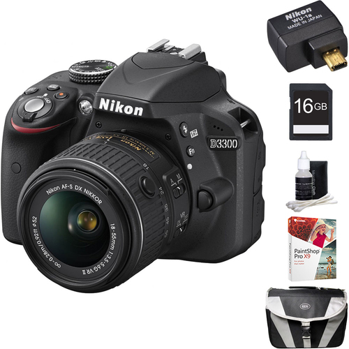 Nikon D3300 24.2 MP DSLR w/ 18-55 VR II Lens + WiFi Adapter + PaintShop Pro X9 Kit