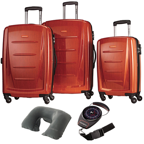 Samsonite Winfield 2 Fashion Hardside 3 Pcs Spinner Set Orange with Travel Kit