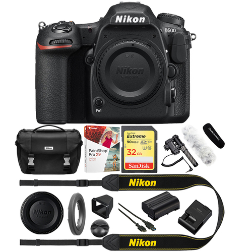 Nikon D500 20.9MP CMOS DX Format DSLR Camera w/ 4K Video (Body) w/ Reporter Kit