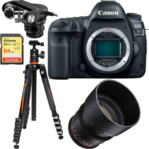 Canon EOS 5D Mark IV 30.4MP DSLR Camera (Body) + Rokinon 85mm Cine Lens Bundle