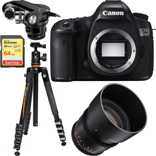 Canon EOS 5DS 50.6MP Digital SLR Camera (Body) + Rokinon 85mm Cine Lens Bundle