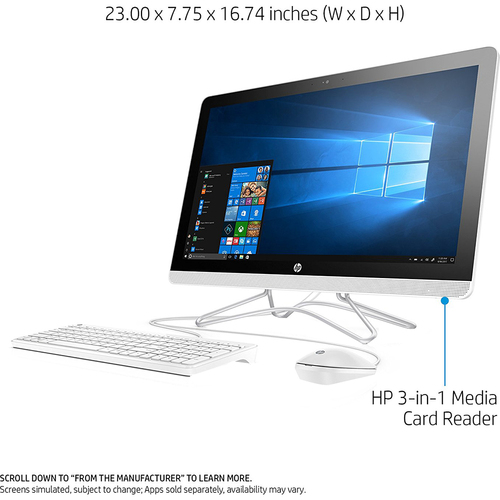 Hewlett Packard 24-e010 23.8` AMD A6-9200 All-in-One Desktop Touch Computer (2017 Model)
