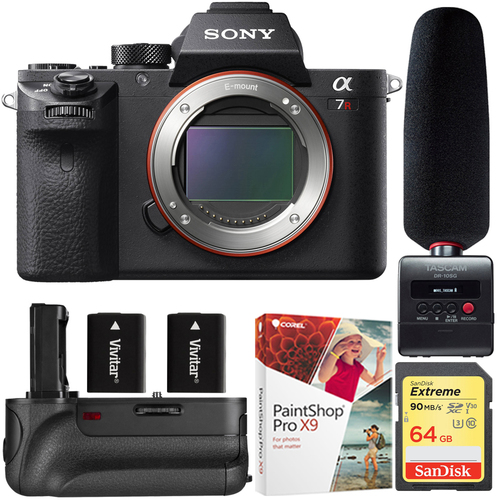 Sony a7R II Full-Frame Mirrorless 42.4MP Camera Body+Tascam Audio Recorder & Mic Kit