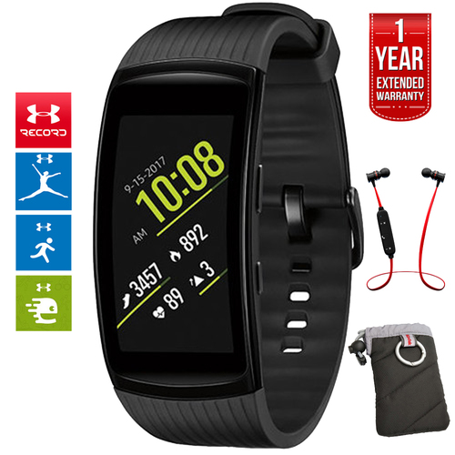 Samsung Gear Fit2 Pro Fitness Smartwatch Black Large + Headphone + Extended Warranty