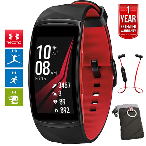 Samsung Gear Fit2 Pro Fitness Smartwatch Red Small + Headphone + Extended Warranty