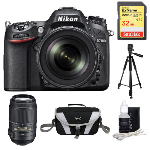 Nikon D7100 Digital HD-SLR w/ 18-105mm Lens + 55-300 Lens and 32GB Bundle