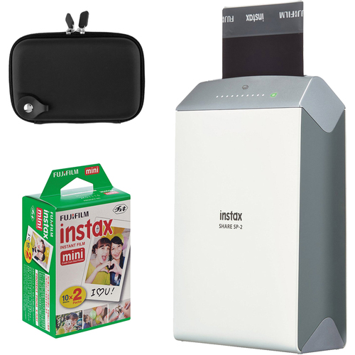 Fujifilm Instax Share Smart Phone Printer SP-2 w/ Carrying Case + Instax Mini 2-Pack