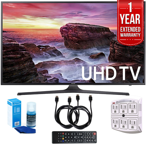 Samsung UN55MU6290FXZA Flat 54.6` LED 4K UHD Smart TV (2017) w/ Extended Warranty Kit