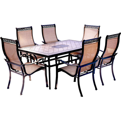 Hanover Monaco 7PC Dining Set: 6 Sling Chairs and 40 X68  Porcelain Tbl