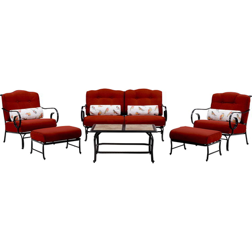 Hanover Oceana 6pc Seating Set: Sofa 2 Side Chrs 2 OttomanTile-Top Coffee Tbl