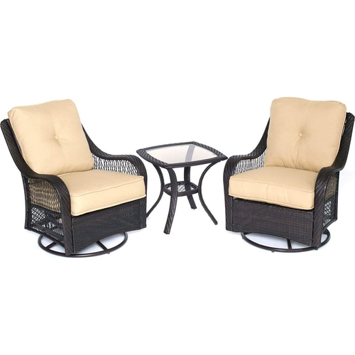 Hanover Orleans 3pc Seating Set: 2 Swivel Rockers 1 Side Table