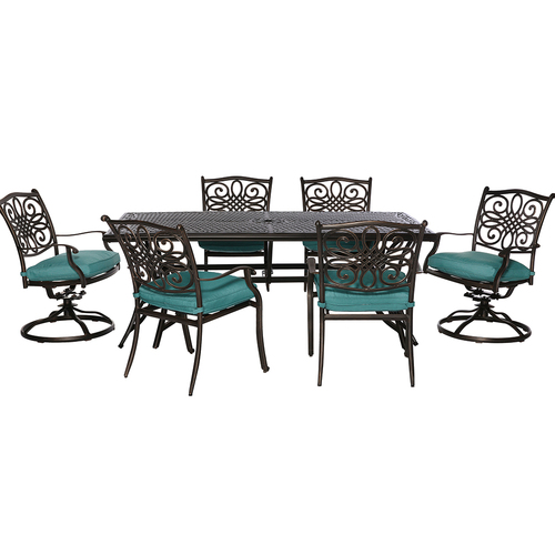 Hanover Traditions 7pc Dining Set (4 dining 2 swivel chairs 38x72  Alum table)
