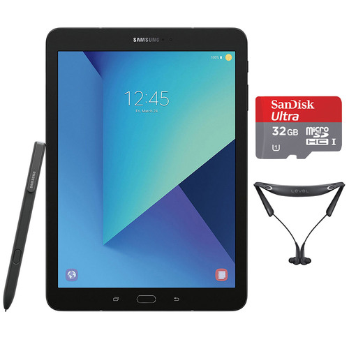 Samsung Galaxy Tab S3 9.7 Inch Tablet with S Pen - Black w/ Headphone Bundle