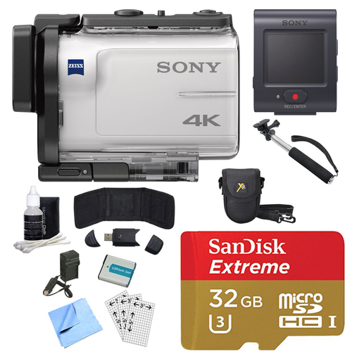 Sony FDR-X3000R 4K GPS Action Camera, Selphie Stick, 32GB Card, & Accessory Bundle