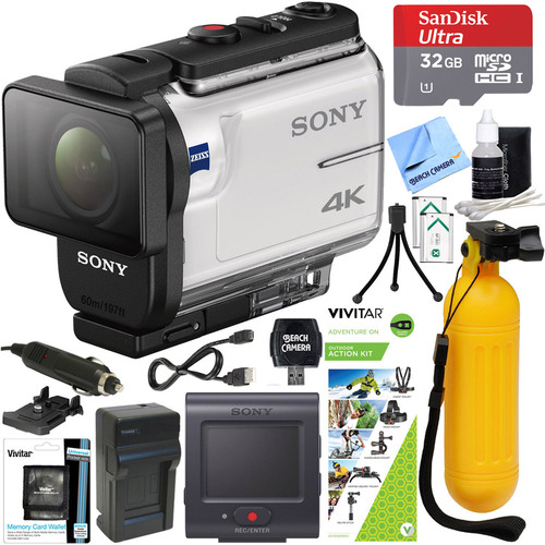 Sony FDR-X3000R 4K Action Camera w/ Live View Remote + Outdoor Action Kit Bundle