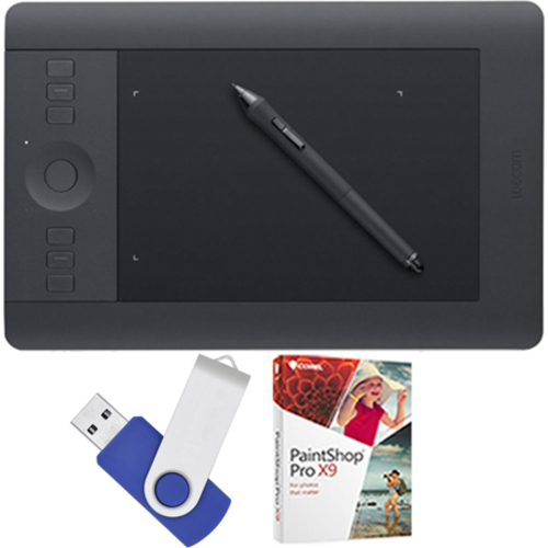Wacom Intuos Pro Pen & Touch Tablet Small Creative Bundle w/16GB USB/Corel Paint