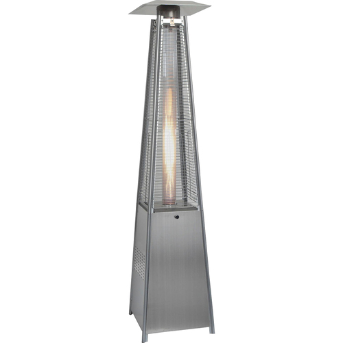 Hanover Pyramid Patio Heater 7' Tall Propane Flame Glass 42000 BTU Stainless Steel