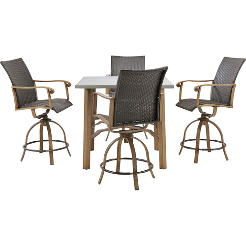 Hanover Hermosa 5pc Bar Set: 5 Alum. Dining Chairs 1 Square Table