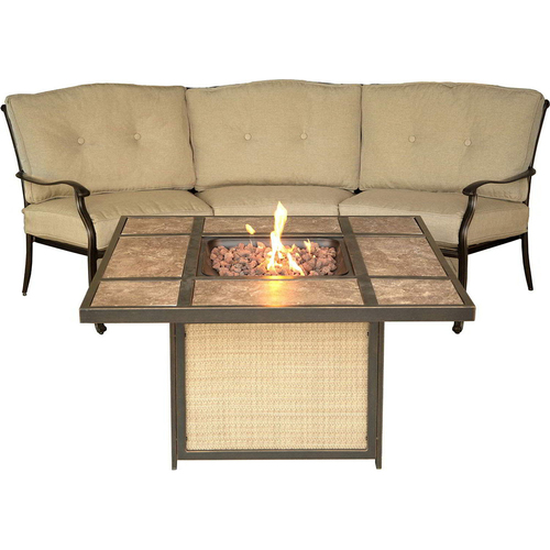 Hanover Traditions 2pc Fire Pit Set: 1 Tiled Fire Pit 1 Crescent-shaped Sofa