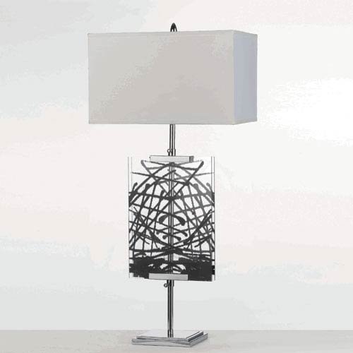 AF Lighting Easel Table Lamp w/ Interchange Panels 1-150W 3-Way Std Bulb 36 HX17 D