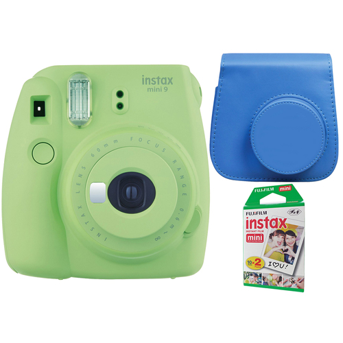 Fujifilm Instax Mini 9 Instant Camera - Lime Green w/ Case 20-Sheets Instant Film