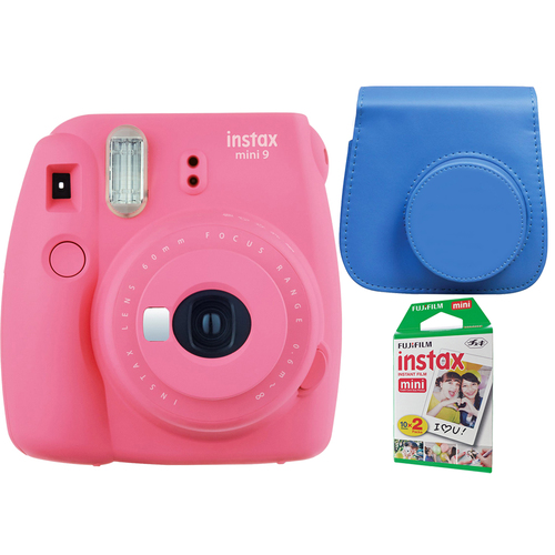 Fujifilm Instax Mini 9 Instant Camera - Flamingo Pink w/ Case + 2-Pack Instant Film