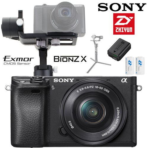 Sony ILCE-6300 a6300 4K Mirrorless Camera w/ 16-50mm Power Zoom Lens + Zhiyun Crane M