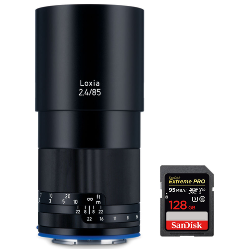 Zeiss Loxia 85mm f/2.4 Lens for Sony E Mount with Sandisk 128GB Memory Card