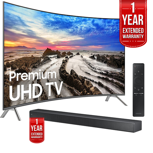Samsung UN55MU8500FXZA 54.6` Curved UHD Smart LED TV 2017 + Soundbar Extended Warranty
