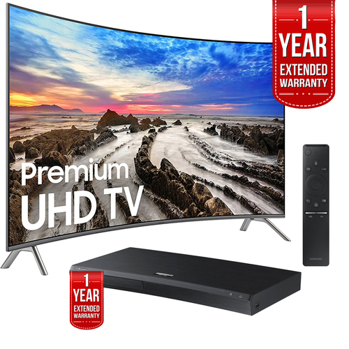 Samsung UN55MU8500FXZA 54.6` Curved UHD LED TV 2017 + Blu-ray Player Extended Warranty