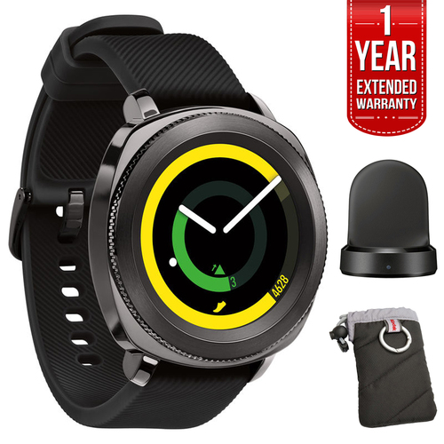 Samsung Gear Sport Fitness Watch (Black) w/ Extended Warranty Bundle