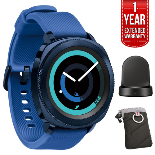 Samsung Gear Sport Fitness Watch (Blue) w/ Extended Warranty Bundle