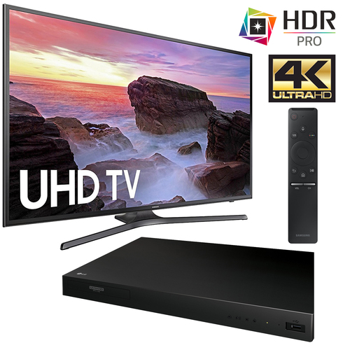 Samsung UN55MU6290FXZA Flat 54.6` LED 4K UHD 6 Series Smart TV 2017 + LG Blu Ray Player