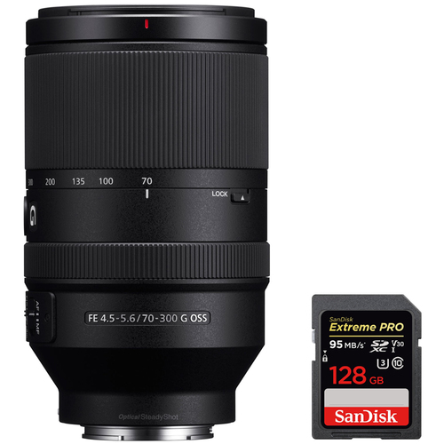 Sony FE 70-300mm F4.5-5.6 G OSS Full-frame E-Mount Lens w/ 128GB Memory Card